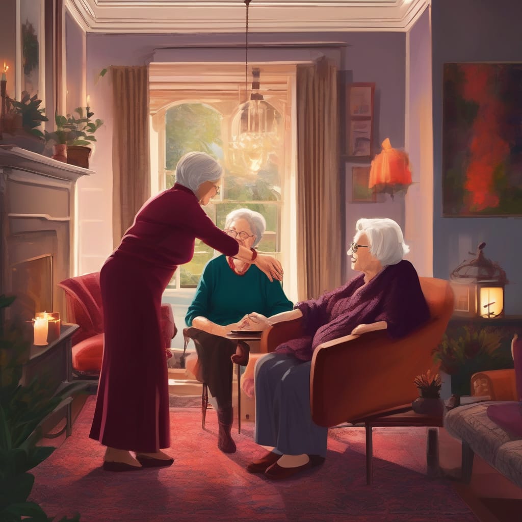 Elderly person with caregiver